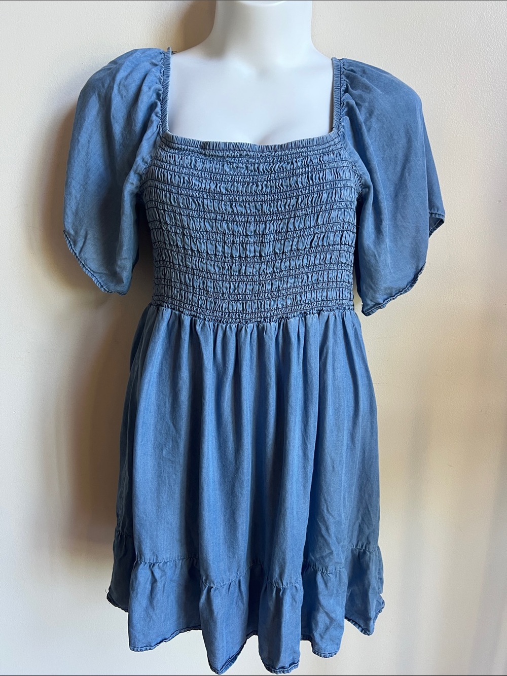 Sweet Wanderer Light Blue Elastic Smocked dress cottagecore